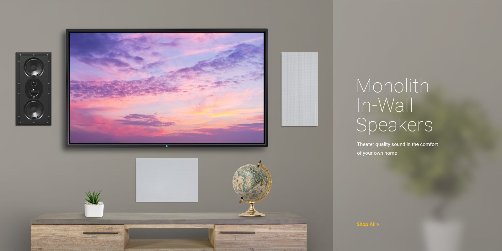 Monolith In-Wall Speakers, theater quality sound in the comfort of your own home. Shop All