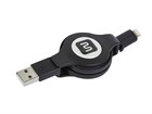 3.25ft Lightning™ to USB Retractable Flat Charge/ Sync Cable for iPad®, iPhone®, and iPod® - Black