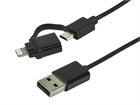 3ft MFi Certified USB to Micro USB+Lightning™ Charge/Sync Cable for Apple® and other Mobile Devices – Black