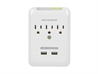 3 Outlet Power Surge Protector Wall Tap w/ 2 USB Ports - 540 Joules