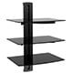 Image of 3 Tier Electronic Component Glass Shelf Wall Mount Bracket with Cable Management System, UL Certified