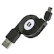 USB 2.0 Retractable Cable - A Male to Mini 5-Pin - 2.5 Ft