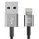 Image of 3ft MFi Certified Lightning™ to USB Charge/ Sync Cable for iPad®, iPhone®, and iPod® (Zn-Alloy Metal Housing) - Black