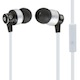 Hi-Fi Reflective Sound Technology Earphones w/ Microphone-White/Silver