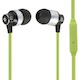Hi-Fi Reflective Sound Technology Earphones w/ Microphone-Green/Silver