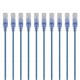 10-Pack, SlimRun™ Cat6A Ethernet Network Patch Cable, 7ft Blue
