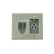 Recessed Low Voltage Cable Wall Plate w/ Recessed Power - Gray