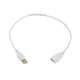 1.5ft USB 2.0 A Male to A Female Extension 28/24AWG Cable (Gold Plated) - WHITE