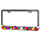 Product image for Chrome Metal License Plate Frame w/ Pink Diamante Rhinestones and Colorful Pearlescent Hearts