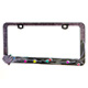 Product image for Chrome Metal License Plate Frame w/ Purple Diamante Rhinestones and Mini Pearlescent Hearts