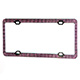 Product image for Chrome Metal License Plate Frame w/ Pink Diamante Rhinestones