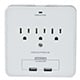 Image of 3 Outlet Power Surge Protector Wall Tap w/ 2 USB Ports and Phone Holder - 540 Joules
