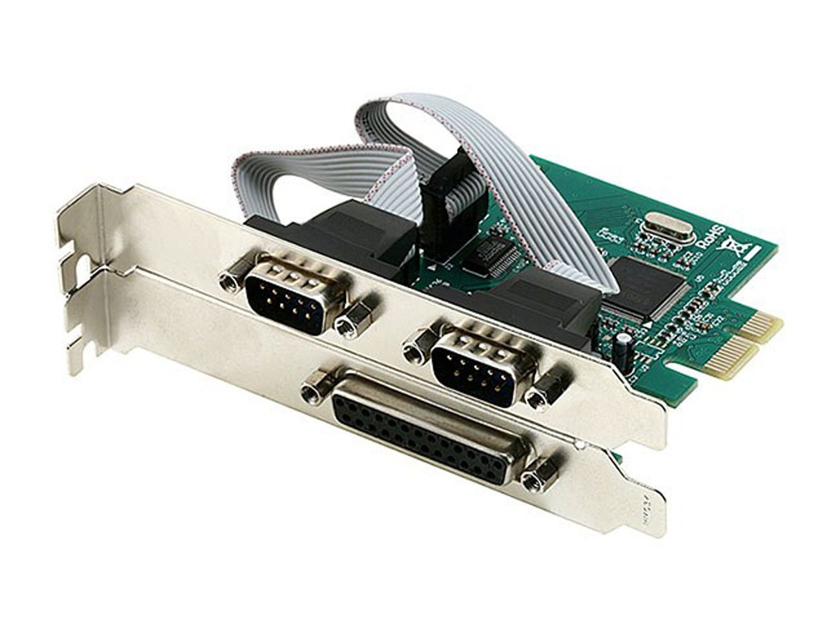 PCIExpress 2x Dual RS232 Serial Port and 1x Parallel Port Card, Moschip Chipset