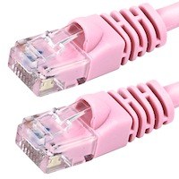 Monoprice FLEXboot Cat5e Ethernet Patch Cable - Snagless RJ45, Stranded, 350MHz, UTP, Pure Bare Copper Wire, 24AWG, 14ft, Pink