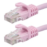 Monoprice FLEXboot Cat5e Ethernet Patch Cable - Snagless RJ45, Stranded, 350MHz, UTP, Pure Bare Copper Wire, 24AWG, 30ft, Pink