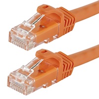 Monoprice FLEXboot Cat5e Ethernet Patch Cable - Snagless RJ45, Stranded, 350MHz, UTP, Pure Bare Copper Wire, 24AWG, 50ft, Orange