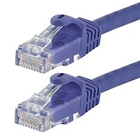 Monoprice FLEXboot Cat5e Ethernet Patch Cable - Snagless RJ45, Stranded, 350MHz, UTP, Pure Bare Copper Wire, 24AWG, 50ft, Purple