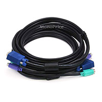 Product Image for Molded 3-In-1 KVM Cables, SVGA PS/2 M/M - 10FT (Black)
