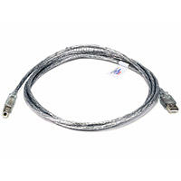 Product Image for USB 2.0 A Male to B Male 28/24AWG Cable -  6FT (CLEAR/SILVER)
