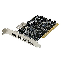 Product Image for VIA 7 Port IEEE-1394 Firewire & USB 2.0 PCI Combo Card w/ SW