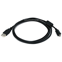 Product Image for 6ft A to Mini-B 8pin USB Cable w/ ferrites for Nikon Coolpix series & HP PhotoSmart Series