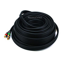 Product Image for 50ft 18AWG CL2 Premium 3-RCA Component Video Coaxial Cable (RG-6/U) - Black 