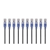 Monoprice SlimRun Cat6A Ethernet Patch Cable - Snagless RJ45, UTP, Pure Bare Copper Wire, 10G, 30AWG, 6in, Black, 10-Pack