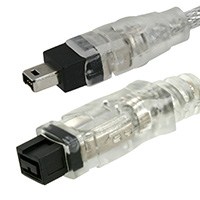 Product Image for 9 PIN/ 4PIN BILINGUAL FireWire 800 - FireWire 400 Cable, 15FT, CLEAR
