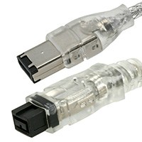Product Image for 9 PIN/ 6PIN BILINGUAL FireWire 800 - FireWire 400 Cable,  6FT, CLEAR 
