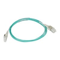 Monoprice OM3 Fiber Optic Cable - Reverse Polarity LC/LC Uniboot, UL, 50/125 Type, 10GB, Aqua, 5m, Corning