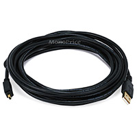 Product Image for 15ft USB 2.0 A Male to Mini-B 4pin Male 28/24AWG Cable w/ Ferrite Core (Gold Plated)