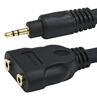 Product Image for 6ft Premium 3.5mm Stereo Male to (2) 3.5mm Stereo Female Cable (Gold Plated) - Black