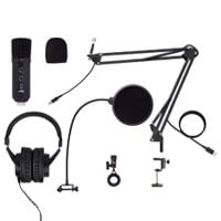Stage Right by Monoprice Complete Podcasting and Streaming Bundle with USB Microphone, Headphones, Boom Stand, and Accessories