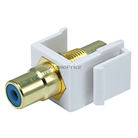 Product Image for Keystone Jack - Modular RCA w/Blue Center (White)