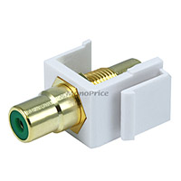 Product Image for Keystone Jack - Modular RCA w/Green Center (White)