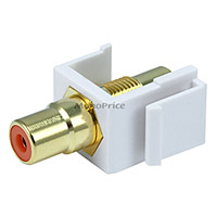 Product Image for Keystone Jack - Modular RCA w/Orange Center (White) 