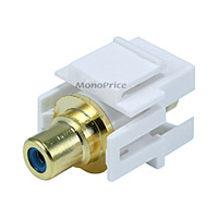 Product Image for Keystone Jack - Modular RCA w/Blue Center, Flush Type (White)