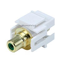 Product Image for Keystone Jack - Modular RCA w/Green Center, Flush Type (White) 