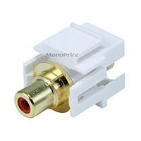 Product Image for Keystone Jack - Modular RCA w/Red Center, Flush Type (White) 