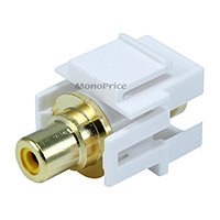 Product Image for Keystone Jack - Modular RCA w/Yellow Center, Flush Type (White) 