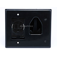 Product Image for Recessed Low Voltage Cable Wall Plate w/ Recessed Power - Black