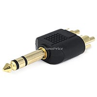 Product Image for 6.35mm (1/4 Inch) Stereo Plug to 2 RCA Plug Splitter Adaptor - Gold Plated