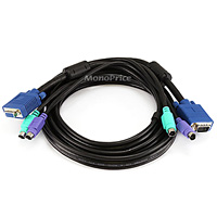 Product Image for Molded 3-In-1 KVM Cables, SVGA PS/2 M/F-  6FT (Black)
