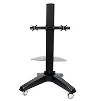 Product Image for Mobile PC Stand w/ Dual Monitor Brackets and Adjustable Glass Shelf (Max 66Lbs, ~22inch) - Black