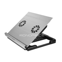 Product Image for Adjustable Aluminum Laptop Riser Cooling Stand w/ Built-In 70mm Fan - Black