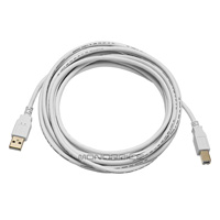 Product Image for 15ft USB 2.0 A Male to B Male 28/24AWG Cable (Gold Plated) - WHITE