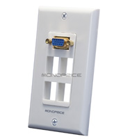 Product Image for Wall Plate for Keystone, 4 Hole w/ Built In VGA Coupler (Gold Plated)