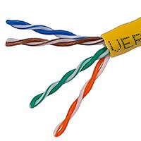 Product Image for  1000FT 24AWG Cat5e 350MHz UTP Stranded, In-Wall Rated (CM), Bulk Ethernet Cable - Yellow 