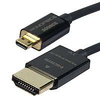 Product Image for 6ft Ultra Slim 36AWG High Speed w/ Ethernet Micro-HDMI (Type D) to HDMI (Type A) w/Redmere Cable - Black