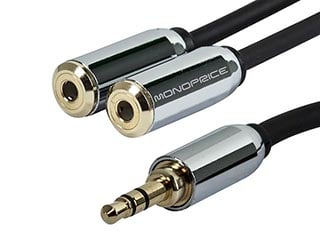 Product Image for Designed for Mobile 6ft 3.5mm Stereo Plug/Two 3.5mm Stereo Jack Cable - Black 